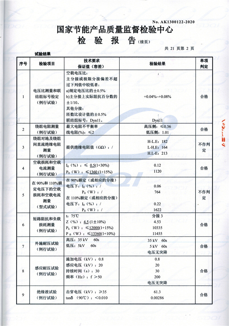 高低压试验报告-S11-1250青羊青羊青羊油浸式变压器-2.jpg